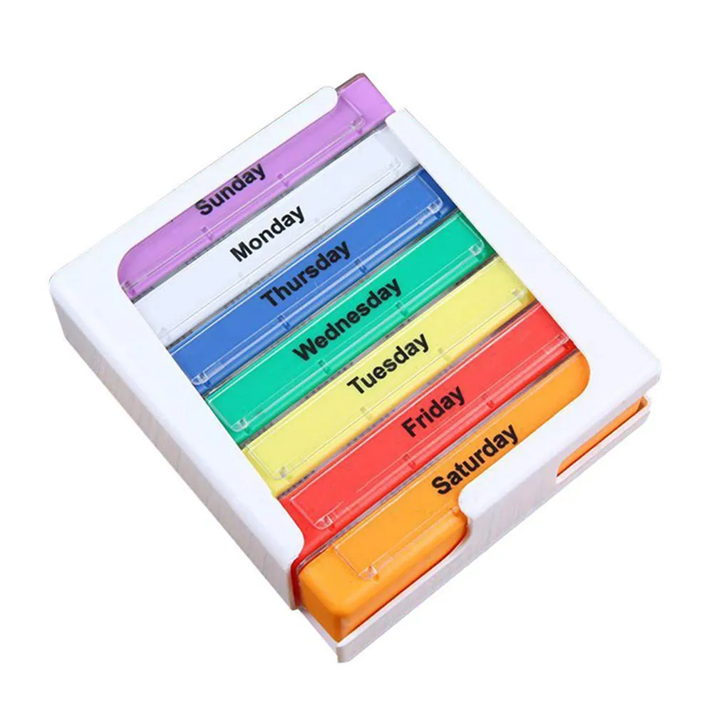 28 Grids Pill Box Portable 7 Days Weekly Drawer Organizer Case Medicine Storage Box 4 Times A Dustproof Travel Pill