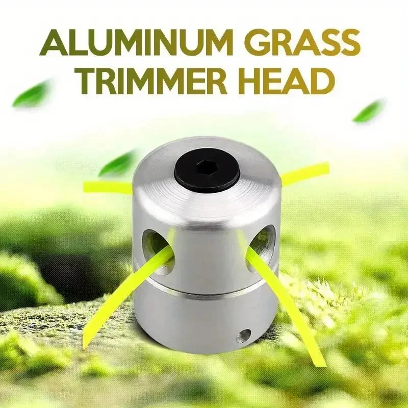 Tool Part for Lawn Mower Cylindrical Grass Head Strimmer Mower Head Silver Aluminum Alloy Trimmer Head Cutter Accessories