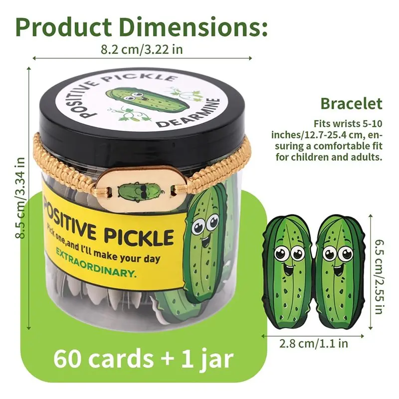 【BRILLIANT 】Pickle Jar Gift With NFC Tech Technology, 60 Positive Affirmation Cards For Women, Men, Teens Card