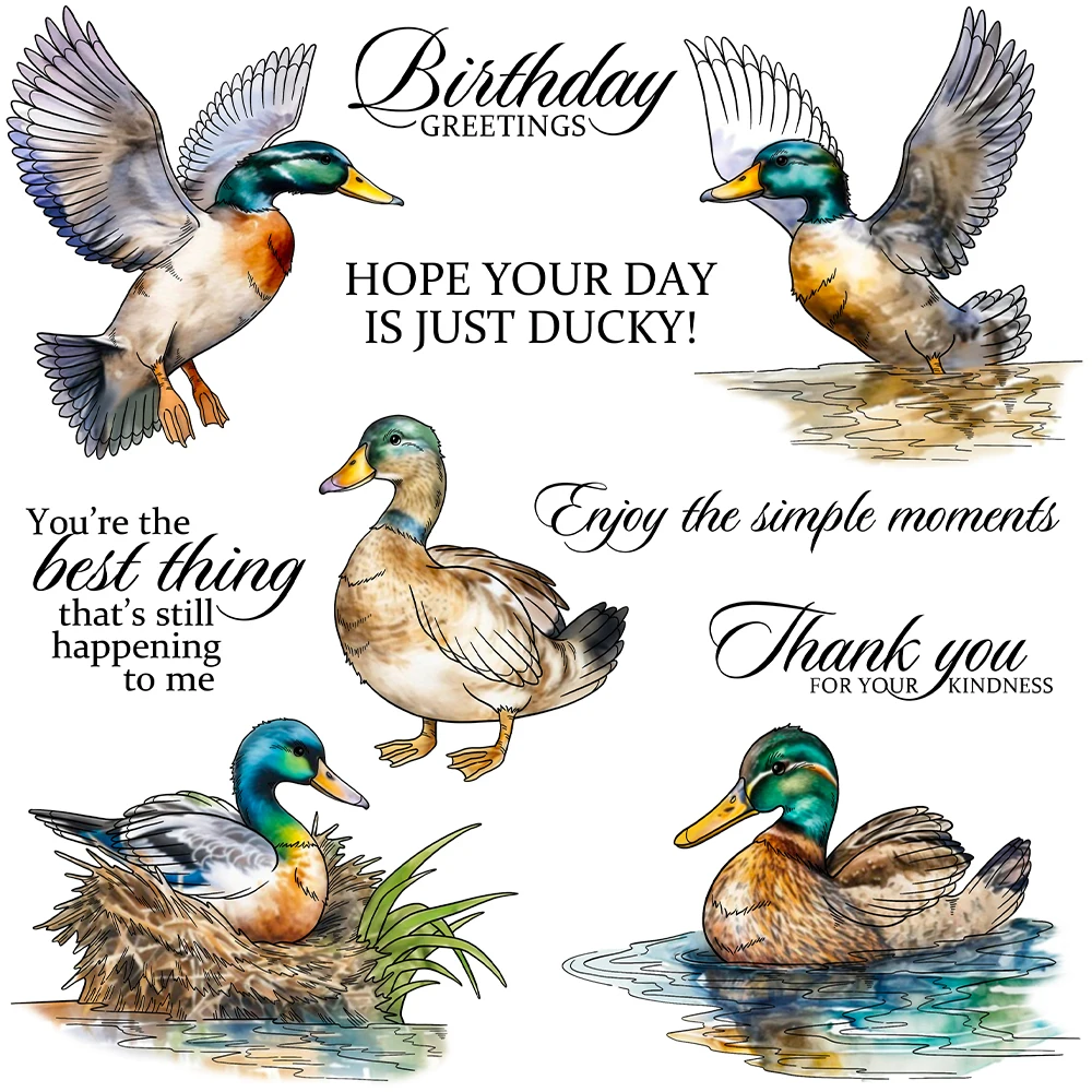 Mangocraft Cartoon Goose Ducks Cutting Dies Clear Stamp Autumn Day DIY Scrapbooking Metal Dies Silicone Stamp Cards Albums Decor