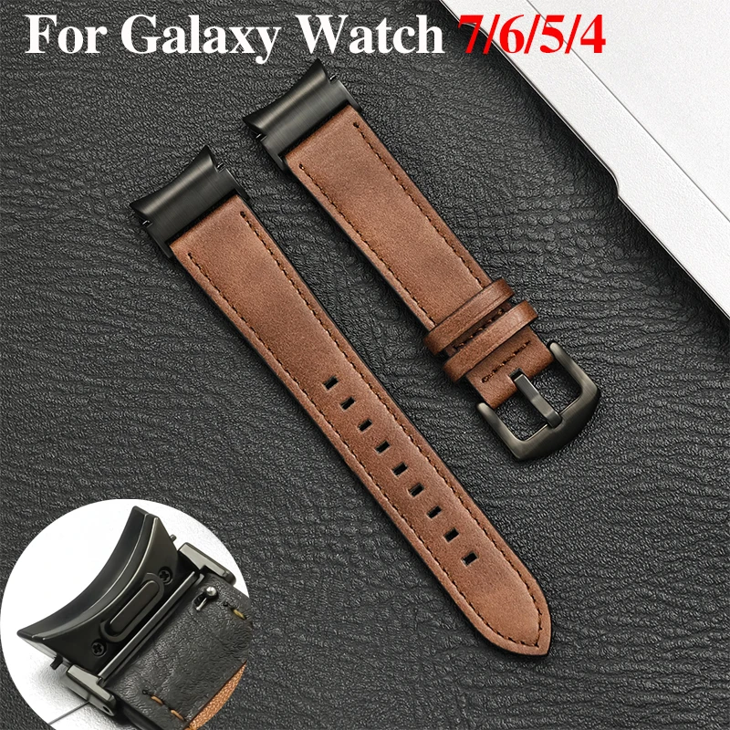 

Кожаный ремешок для Samsung Galaxy Watch 6 Classic, 47 мм, 43 мм, браслет без зазоров, браслет Correa для Galaxy Watch 7 6 5 4 5Pro, ремешок 45 мм