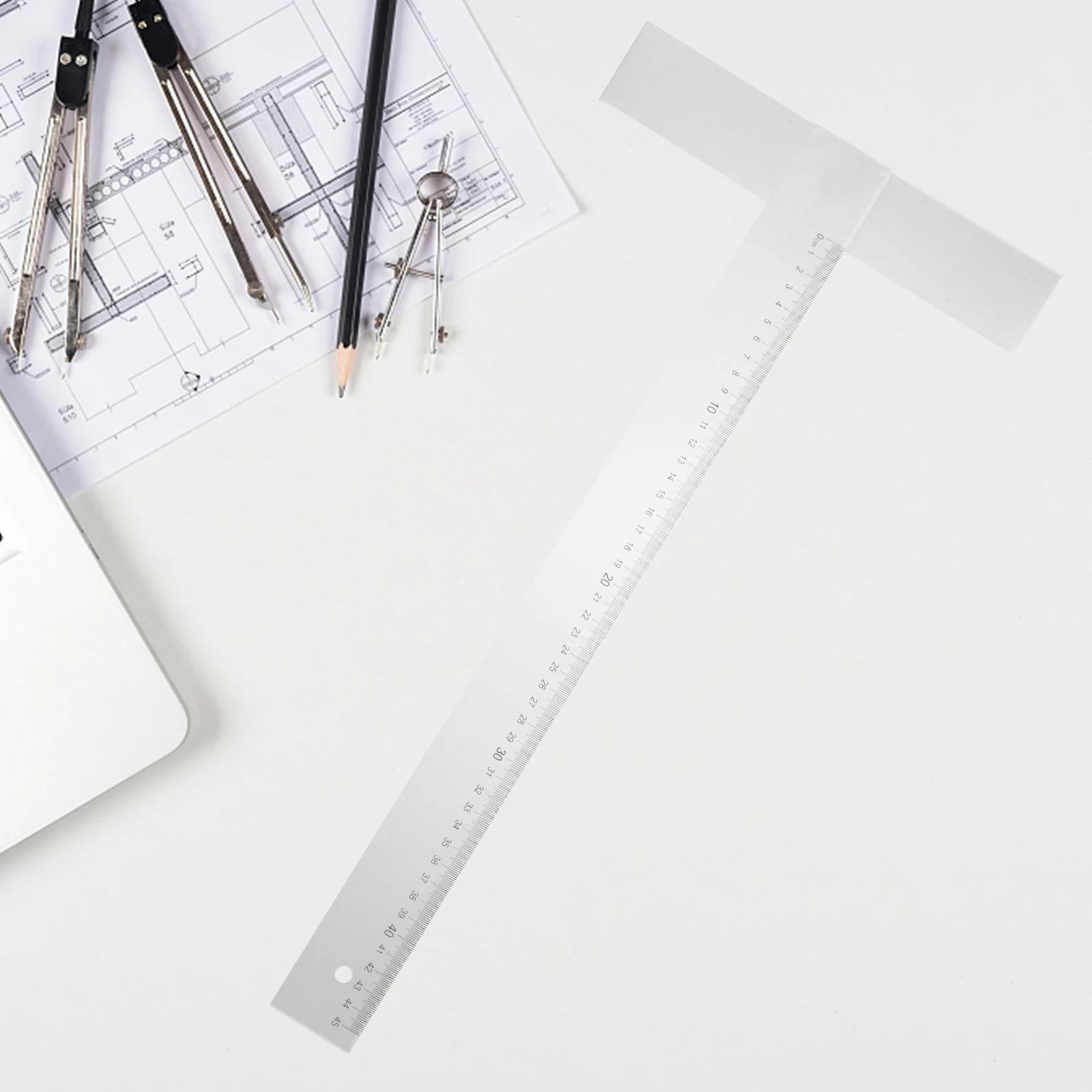 Ruler 17.72 Inch T Shaped Acrylic Architect Woodworking Measuring Tool Lightweight Portable Parallel Rule High Hardness