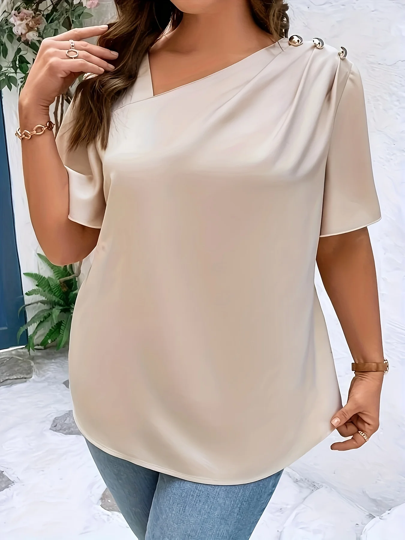 Plus SizeTemperament Blouse Casual Loose Woman Shirt Elegant Short Sleeve Blouse Weekday