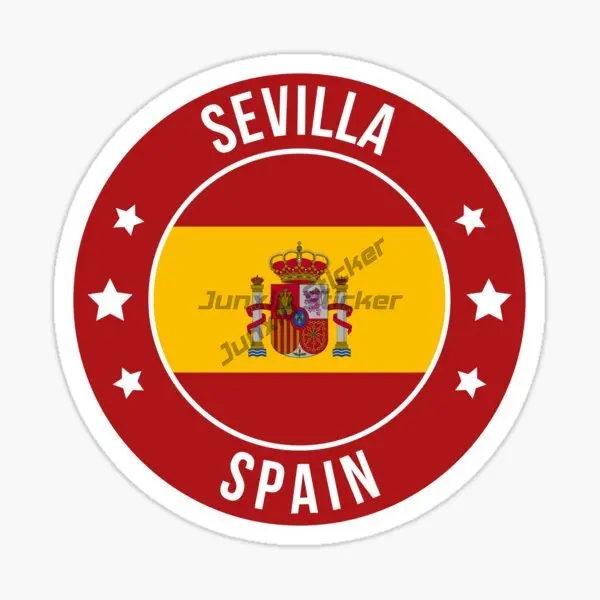إشبيلية إسبانيا خريطة العلم شعار وطني ملصق فينيل PVC مناسب للدراجات البخارية والدراجات النارية والسيارات #4