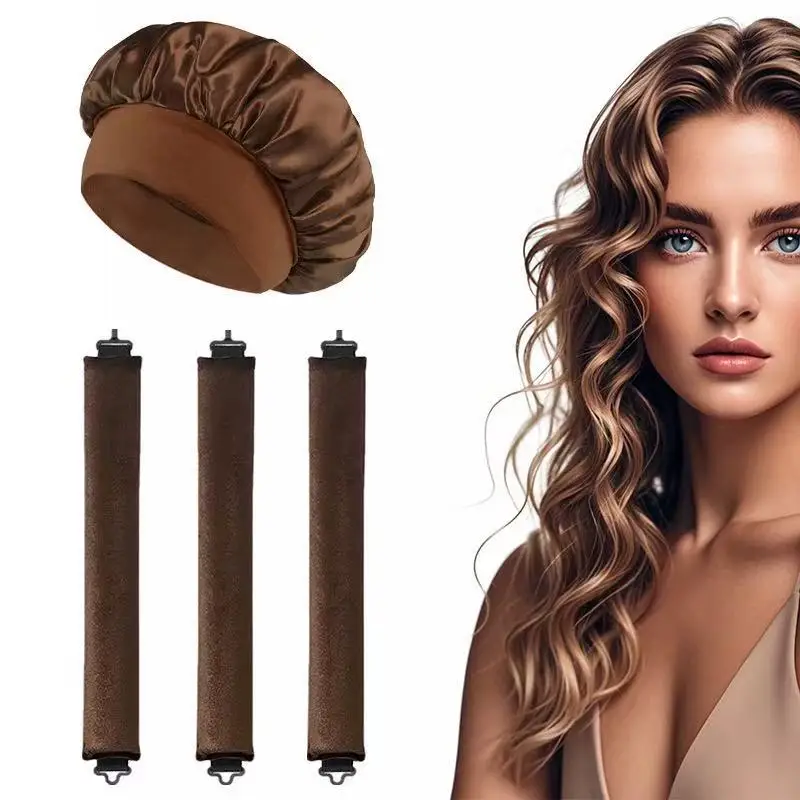 Diadema de rizador sin calor, rizador suave, rizador sin calor, rizador flexible para dormir con herramienta de peinado de gorro
