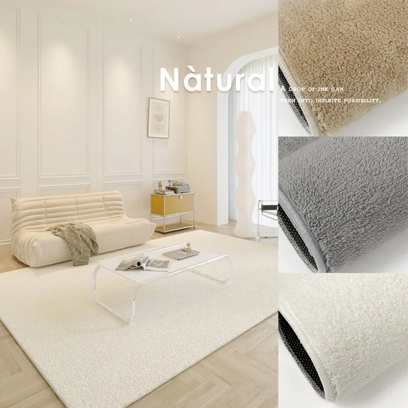 

Japanese Minimalist Solid Color Plush Rugs Living Room Decoration Large Area Carpet Bedroom Thickened Soft Carpets Lounge Rug