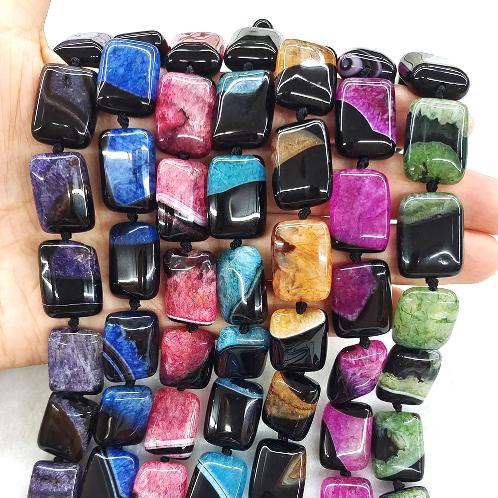 Rectangle Multicolor Uruguayan Agate Beads Natural Stones Healing Crystal Gemstone Bead for Jewelry Making DIY Bracelet Necklace