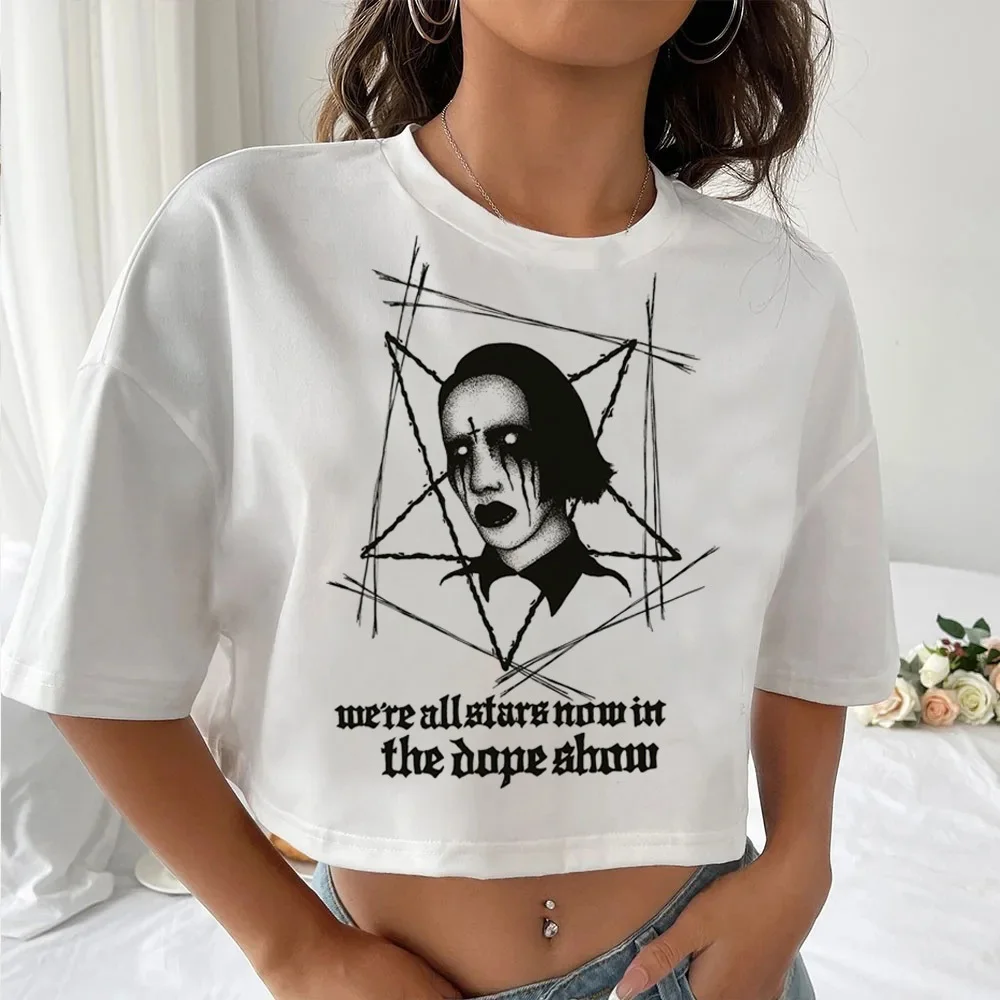 Marilyn Manson tshirt female Grunge Colorful Graphic Pop Culture shirt Classic Comfortable Colorful hip hop Pastel streetwear