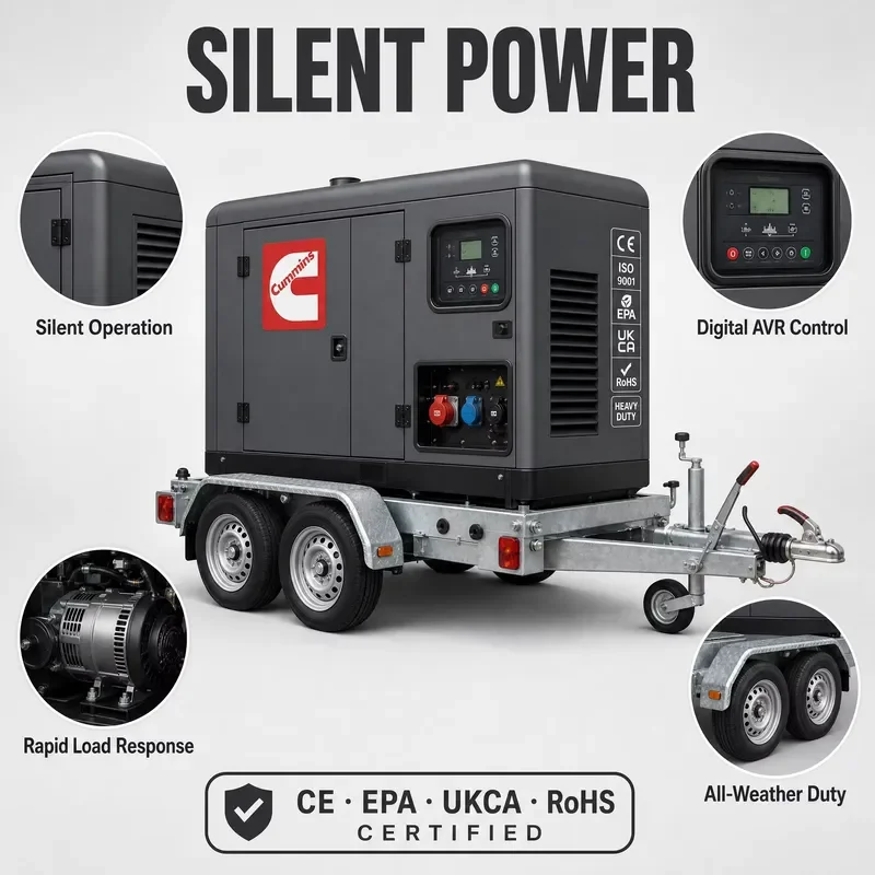 For 3 Phase Silent Generator with ATS and Portable Canopy-Rental Fleet for Temporary Events