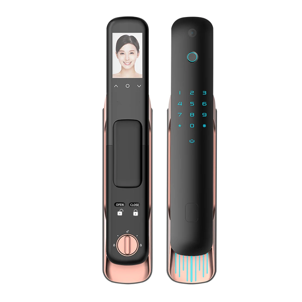 Serrure de Porte Intelligente Électronique avec Empreinte Digitale, Carte Intelligente, Mot de Passe, Déverrouillage par Clé, Charge d'Urgence USB