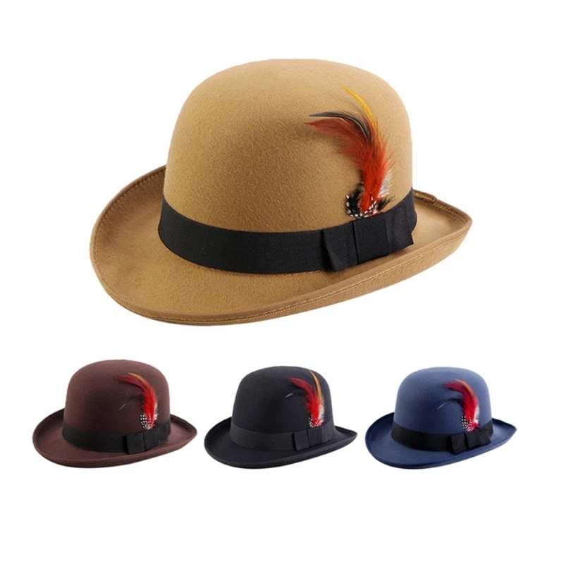 Western Top Hat Wide Brim Fedora Hat Gift for Boyfriend Top Hat Short Brim