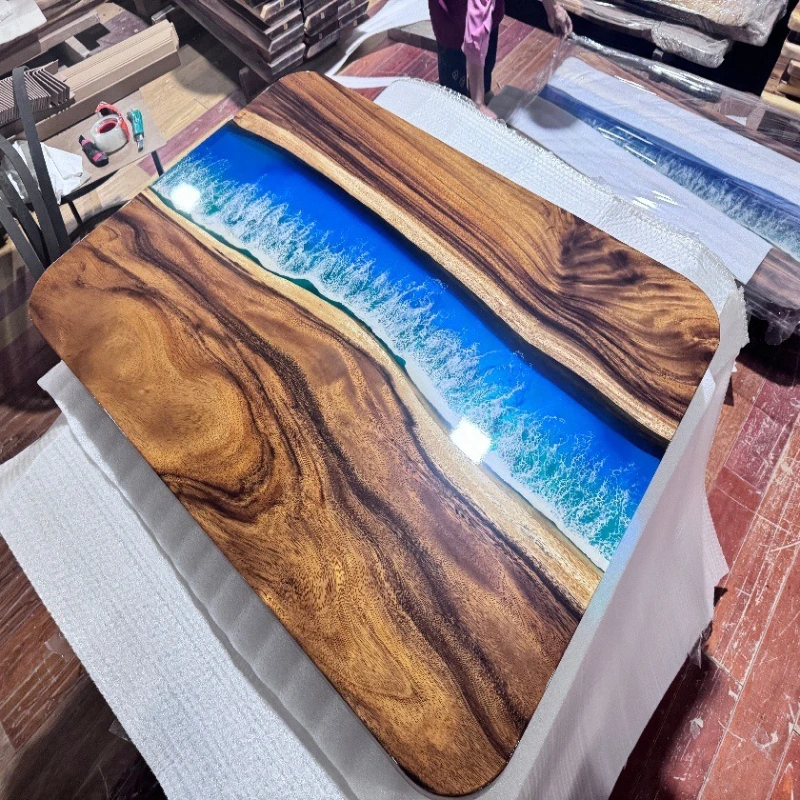 Epoxy resin table River table Tree material Ocean coffee table Conference large board Solid wood log dining