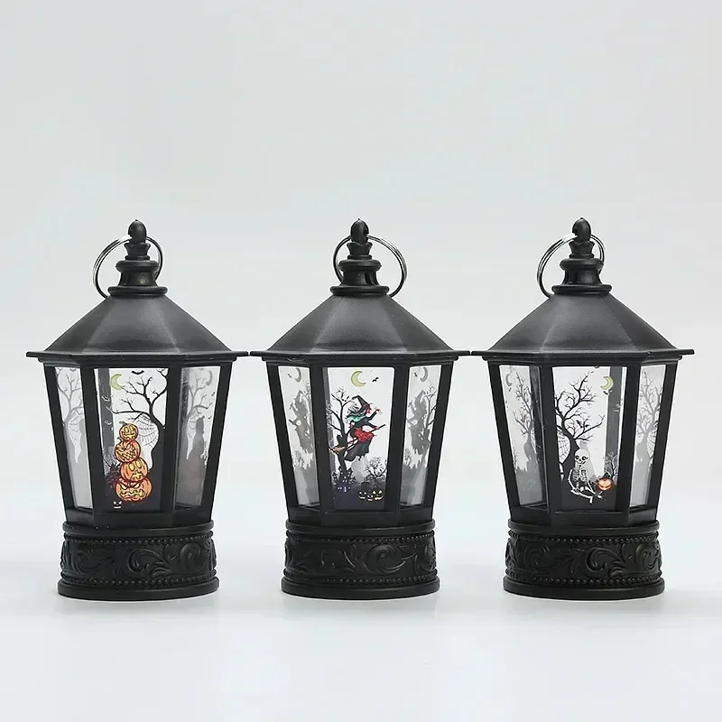 Linterna fantasma de calabaza, decoración de Halloween, luz de velas parpadeante sin llama, castillo de bruja, fiesta, jardín y colgante para el hogar