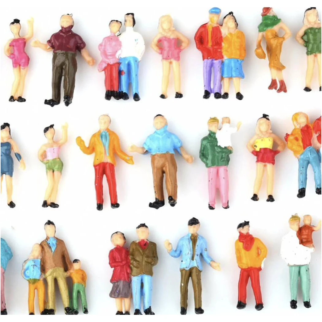 25 Pack 1:87 Scale Model Railway Mixed Painted Passengers Plastic People Figures DIY Character Mixed Color Pose Kids Toys