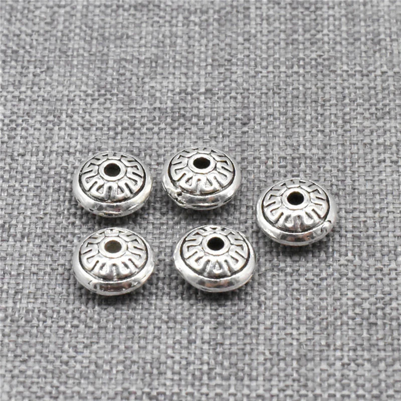 5 Pieces 925 Sterling Silver UFO Saucer Beads with Details 2- Sided for Bracelet Necklace
