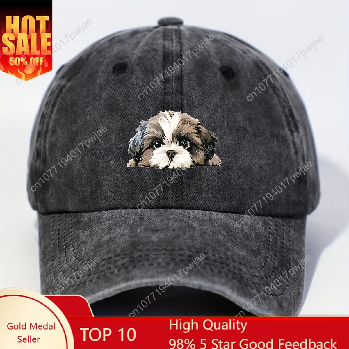 

Women's Vintage Shih Tzu Dog Print Baseball Cap - Adjustable Snapback, Lightweight Fabric, Casual Pet Lover Hat with Shih Tzu Fa