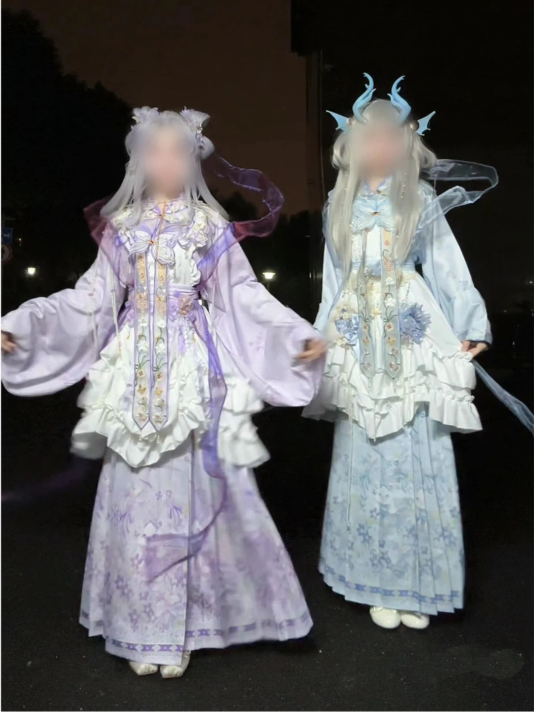 Sweet Blue Purple Lolita Hanfu Women's Cloud Shoulder Embroidered Skirt Traditional Chinese Costume Set Autumn Fashion Ladies...