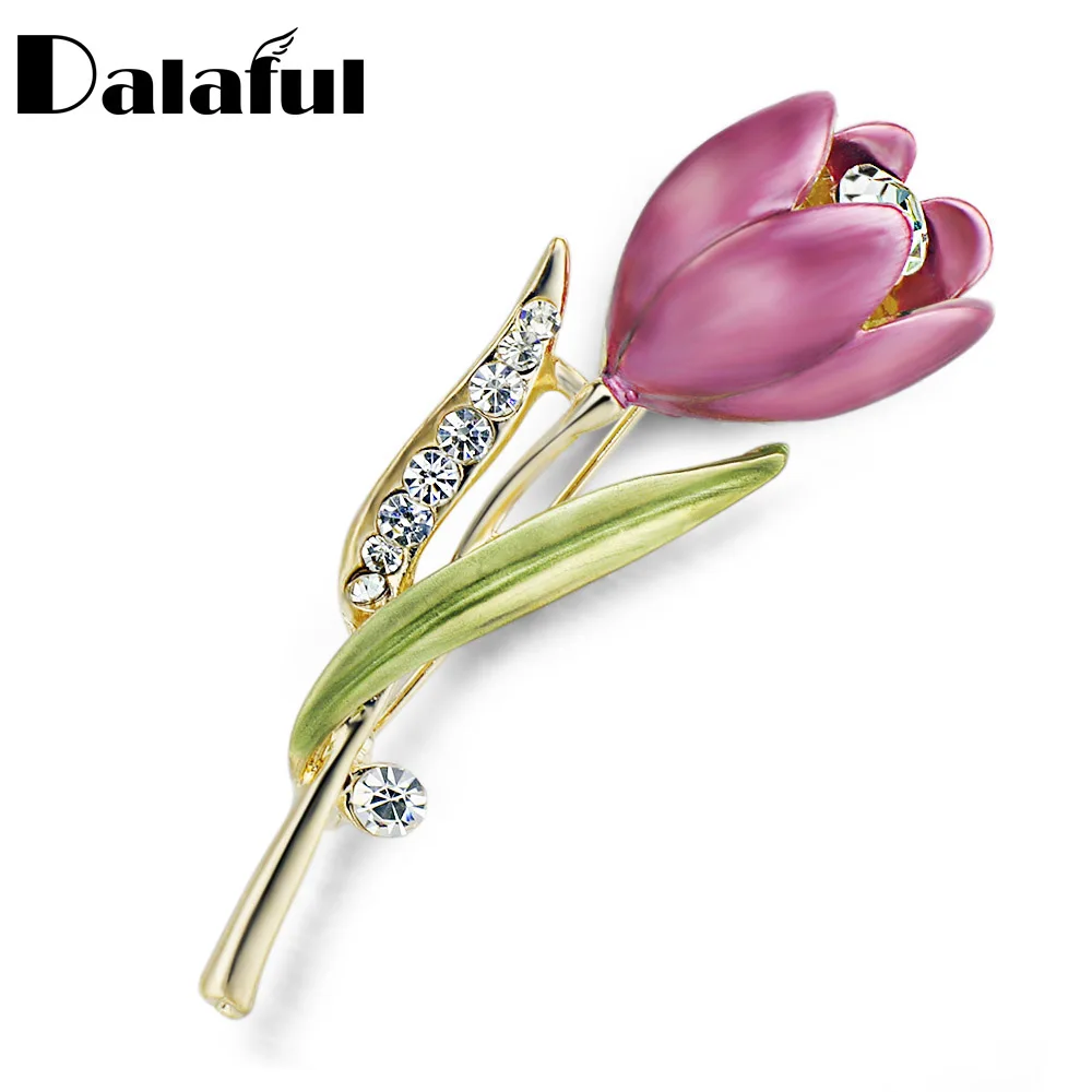 Elegant Tulip Flower Brooch Pin  Crystal Costume Jewelry Clothes Accessories Jewelry Brooches For Wedding Z014