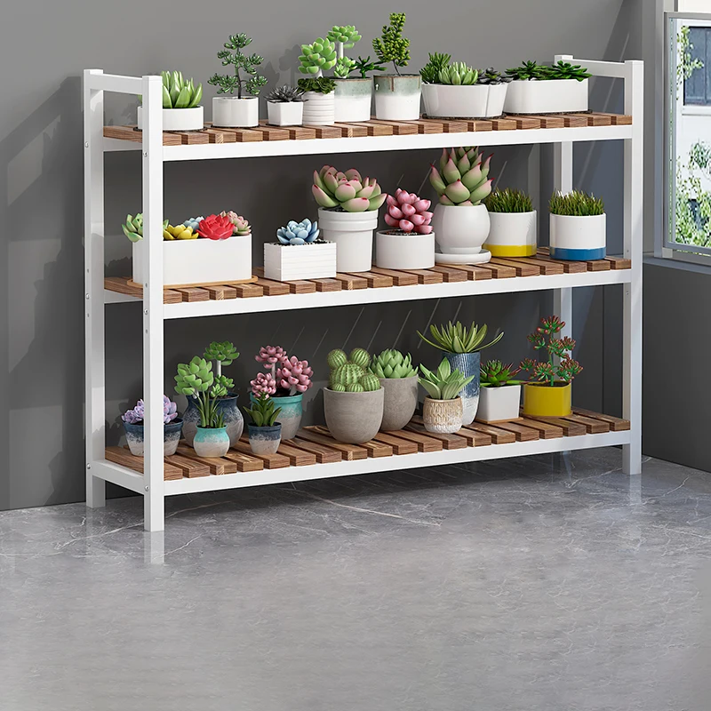 Wood Flower Shelf Plant Shelves Multilayer Balcony Living Room Floor Type Plant Shelves Indoor Flowerpot Furniture Supporto FYPS