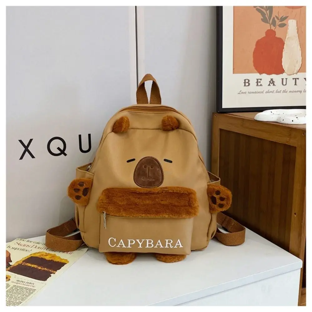 Bolsa de felpa de conejillo de indias Capybara, mochila de algodón de gran capacidad, bolso de hombro de dibujos animados, bolso de felpa lindo de moda