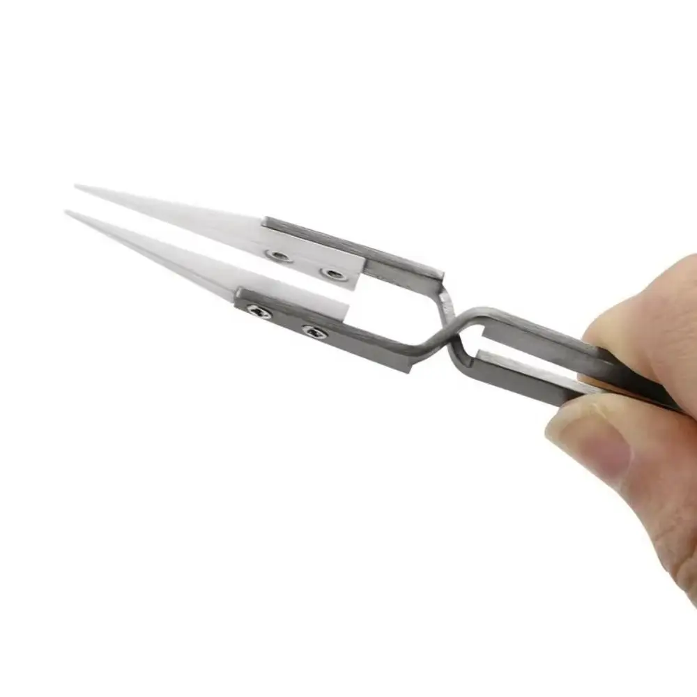 

3pcs Ceramic Tip Labor-saving Electronic Soldering Tweezers, Anti-Static Reverse Acid Resistant Precision Chuck Tweezers