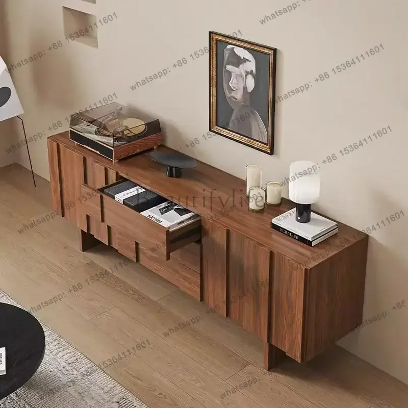 Factory Direct Mid-style Solid Wood TV Stands Small-sized Retro Floor-standing Storage TV Stands Integrated Living Room Furnitur