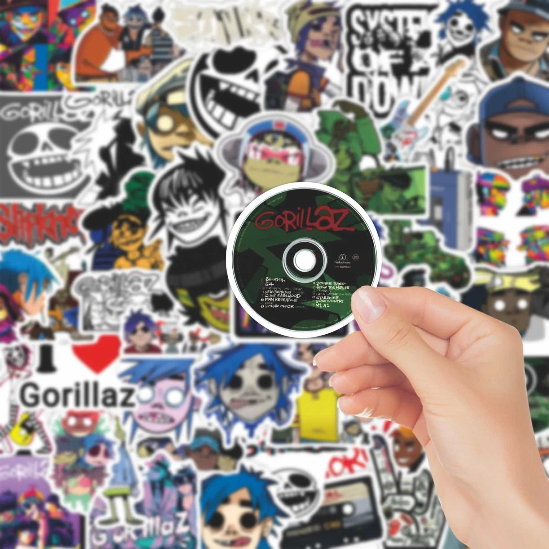 50Pcs HIP-HOP Stickers Gorillaz Stickers 2-D and Noodle Stickers Laptop and Car Waterproof Stickers