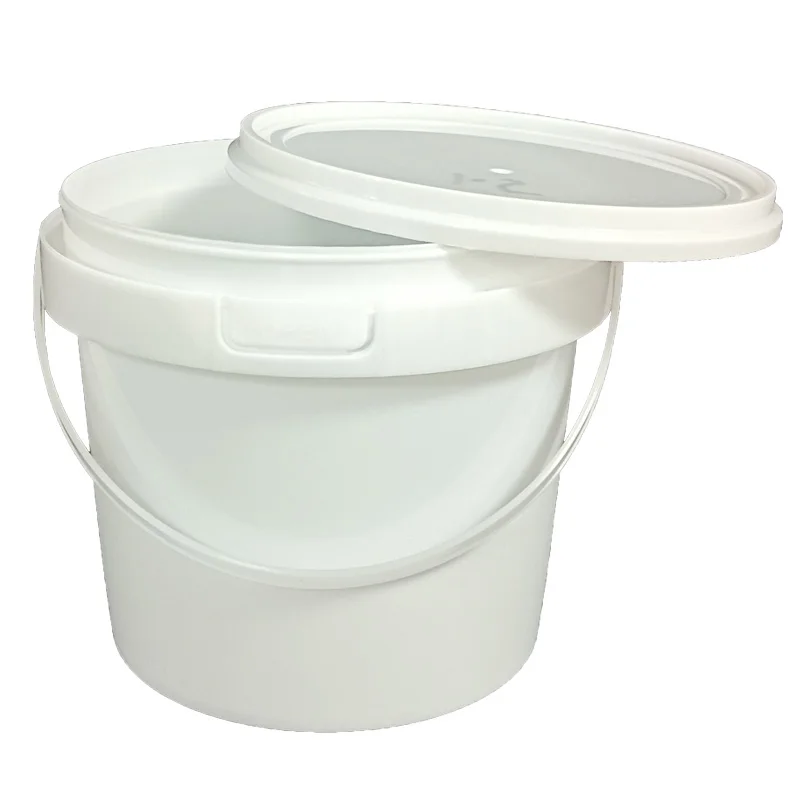 

1.5L Plastic Food Bucket With Lid Food Grade Pail For Packaging Wholesale Clear White Round Plastic Bucket