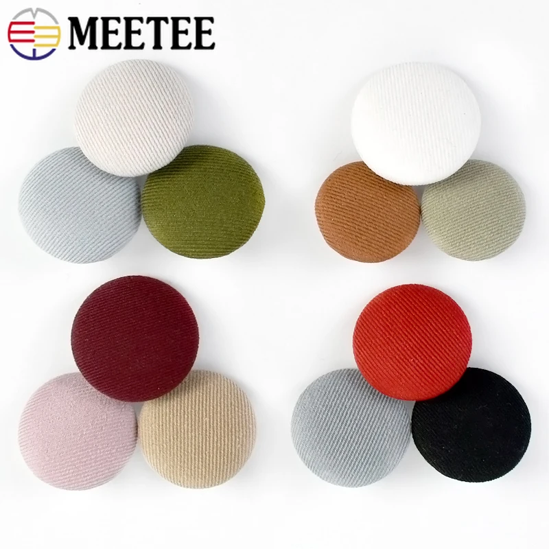 Meetee 50Pcs 11-30mm Round Cloth Covered Buttons for Clothing Suit Coat Decorative Buckle Dress Sewing Closure Botones Accessory