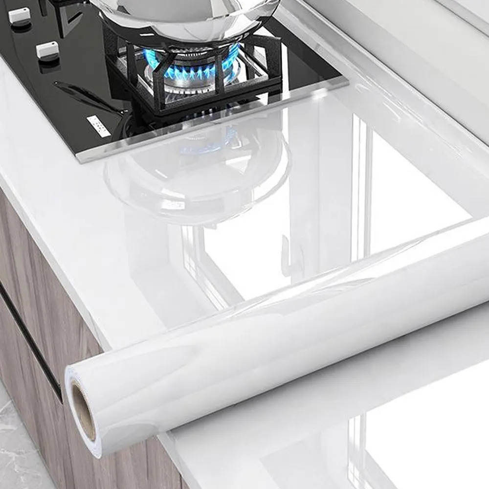 

10M Kitchen Countertop Cabinets Waterproof Pearlescent White Stickers Oil Proof Bathroom Renovation Self Adhesive Wall Stickers