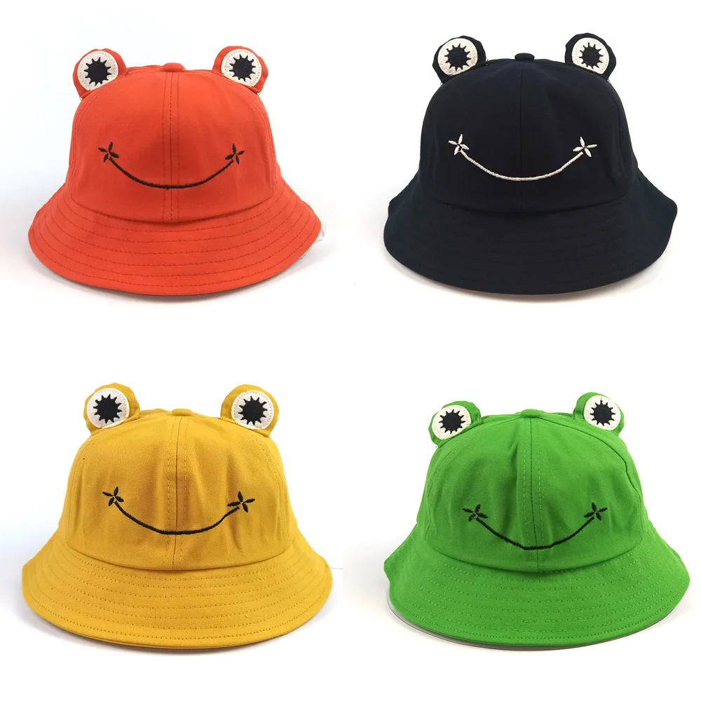 

Child-Parents Frog Bucket Hat For Women Summer Autumn Plain Female Panama Outdoor Hiking Beach Fishing Sunscreen Woman Bob Caps