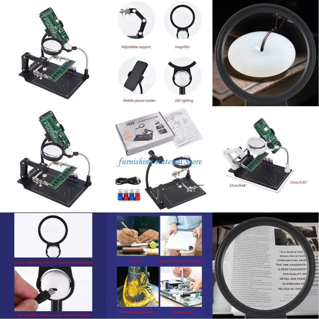 

Y5GD Welding-Magnifying Glass 2 Led Light Loupe-Magnifier Hand Soldering Solder Iron
