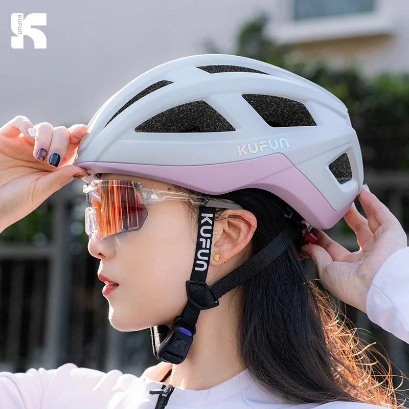

KUFUN Cycling Helmet Detachable Adjustable Road Bike Breathable Integrated Molding Bicycle Accessories Mountain Lady Girl Pink