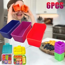 1/3/6PCS Lunch Divider Microwaveable Bakeware Dish Cup Reusable Silicone Kids Bento Box Divider Salad Dressing Container