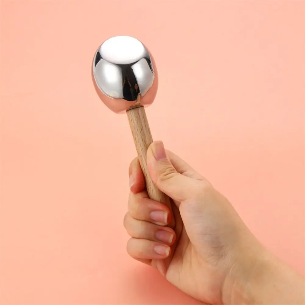 Wooden Handle Ice Wave Ball Narrow Pores Sunlight Repair Facial Ice Globes Soothing The Eyes Stainless Steel Face Massage Stick