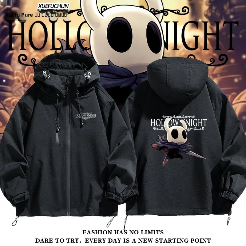 

Hollow Knight Themed Faionable Windbreaker Jaet ex Long Sve Zipper Closure Hooded Coat Polyester Fiber Regular Fit
