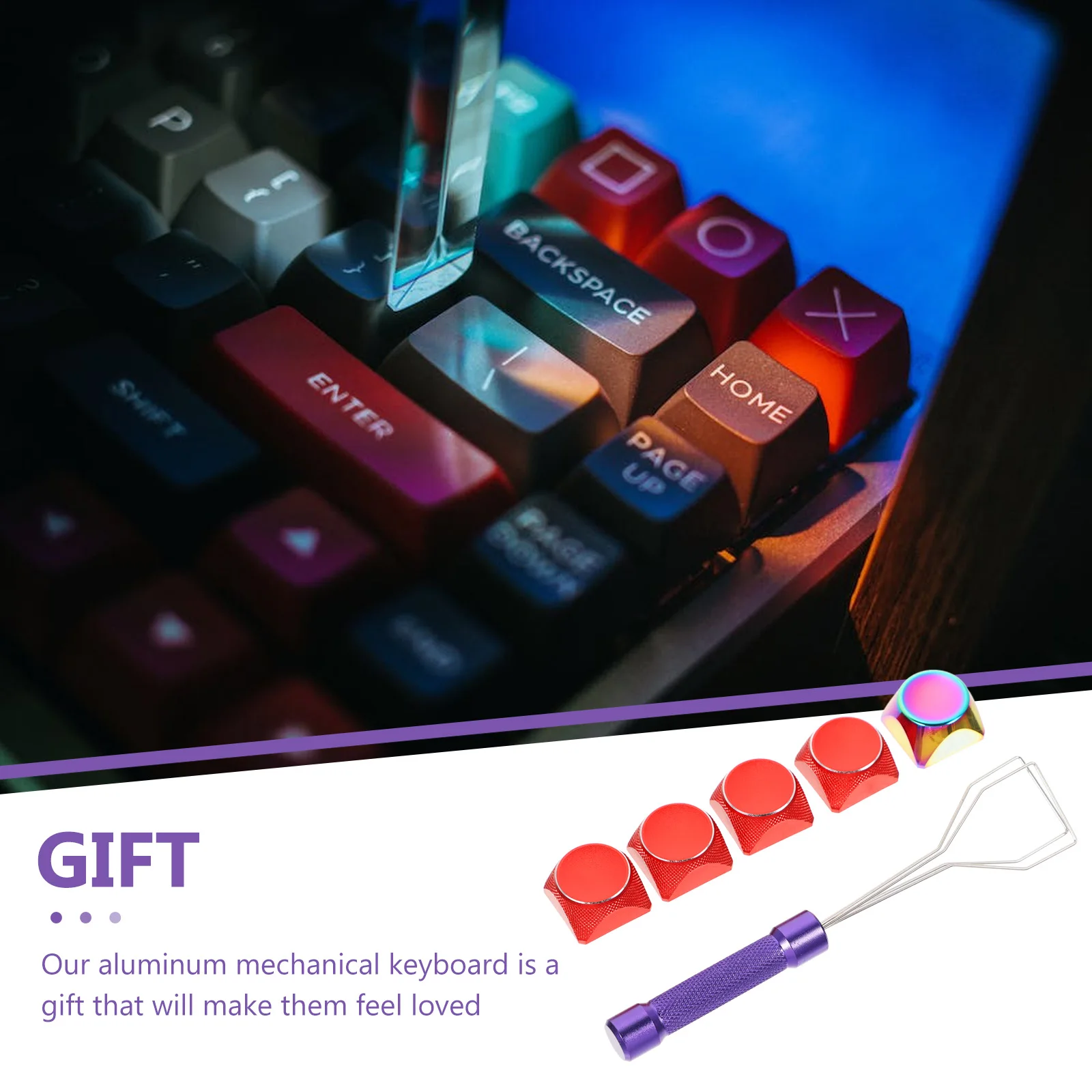 

Colorful Gradient Metal Keycaps for Mechanical Keyboard Universal Replacement Durable Gaming Aluminum Accessory
