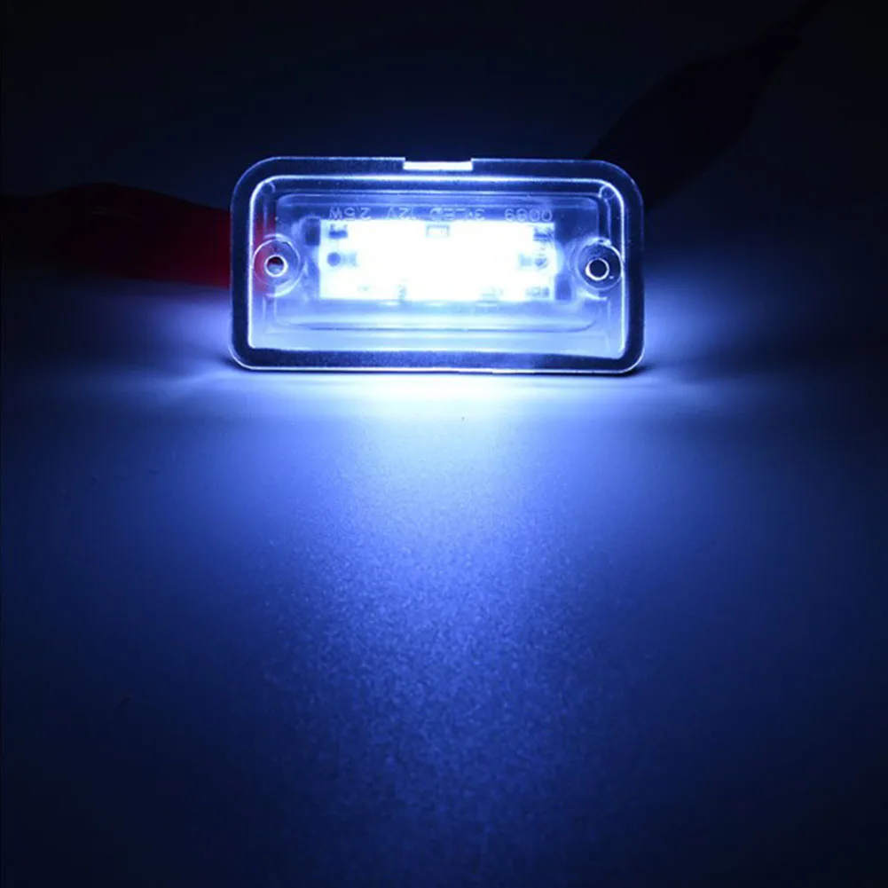 In White 6000K 2pcs Car LED License Plate Light ABS For Mercedes-Benz C W203 CLK W209 SL R230 KB27 Uniform Illumination