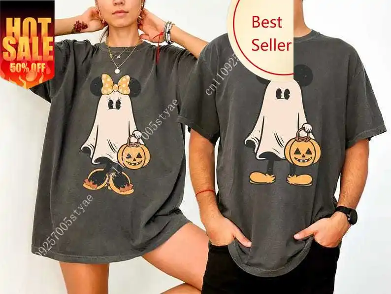 

Retro Mickey Minnie Halloween Couple Shirts Mickey Ghost Minnie Ghost Shirt Spooky Season Shirt Disney Halloween