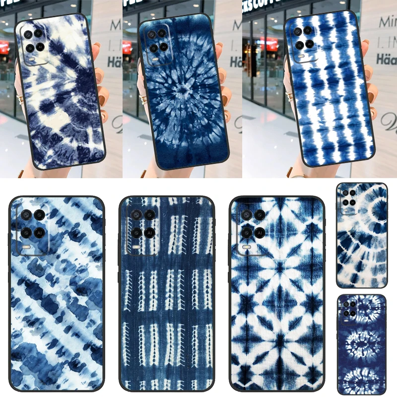 Shibori indigo Tie Dye For OPPO A54 A74 A94 A5 A9 A31 A53 A52 A72 A15 A16 A17 A57 A77 A76 A96 A53S A54S A57S Case