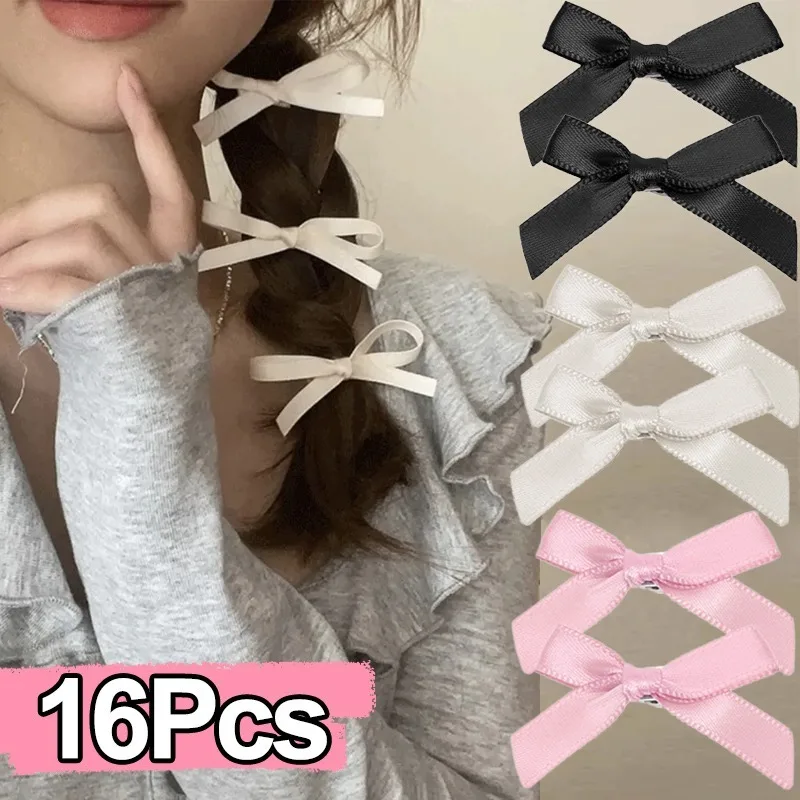 Y2K Silk Ribbon Bowknot Hair Clip for Women Girls Cute Sweet Lace Bow Barrettes Bobby Pins Colorful Hairclips Hair Accessories