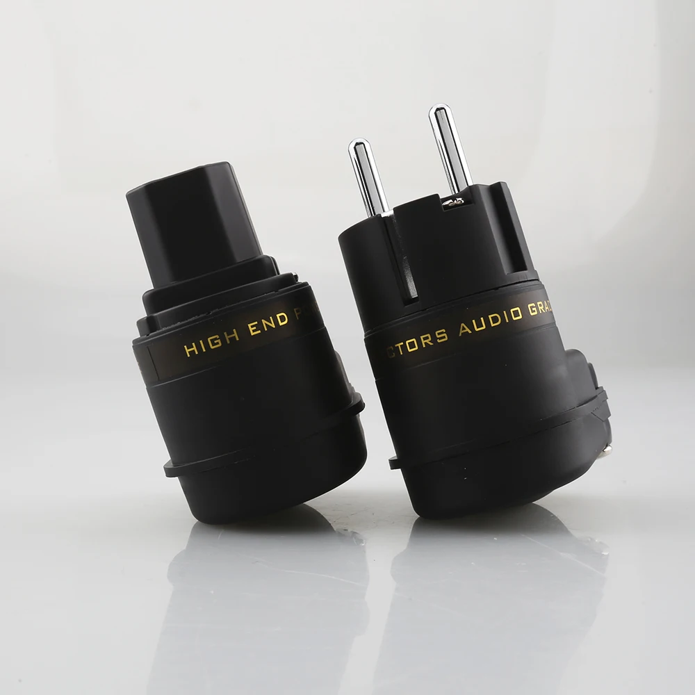 الروديوم مطلي SCHUKO أنابيب الزاوية اليمنى ذكر التوصيل إلى IEC C13 أنثى المقبس HIFI موصل الطاقة