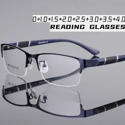 Men's Business Half Frame Reading Glasses Fashion Design Office Presbyopia Eyewear HD TR90 Anti-blue Light Diopter Eyeglasses
