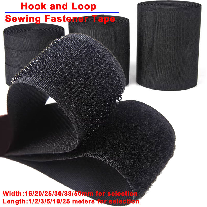  1-25Meters Sew On Hook and Loop Tape Fastening Nylon Fabric Tape Non-Adhesive Fastener Strips Interlocking Tape 16/20/25/30/50mm 