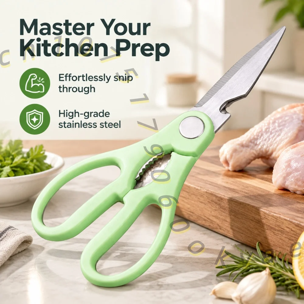 Heavy Duty Kitchen Shears Multi-purpose Stainless Steel Poultry Scissors for Chicken Bone Fish Meat Cutting and Bottle Opening