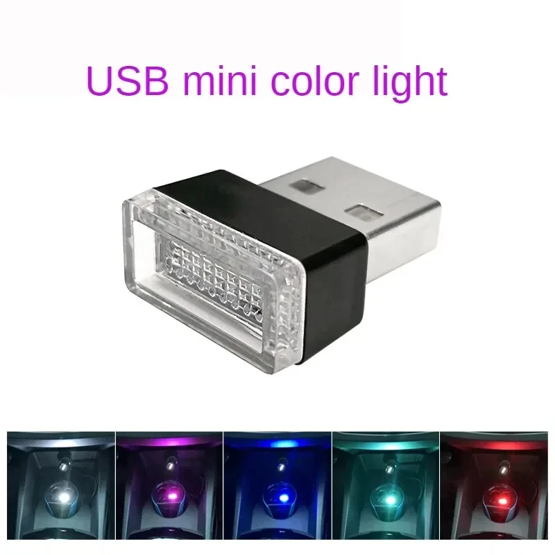 1PC Car Mini USB LED Atmosphere Lights Decor Lamp LED 5V PC Portable Plug Ambient Blue Emergency Lights Car Interior Light