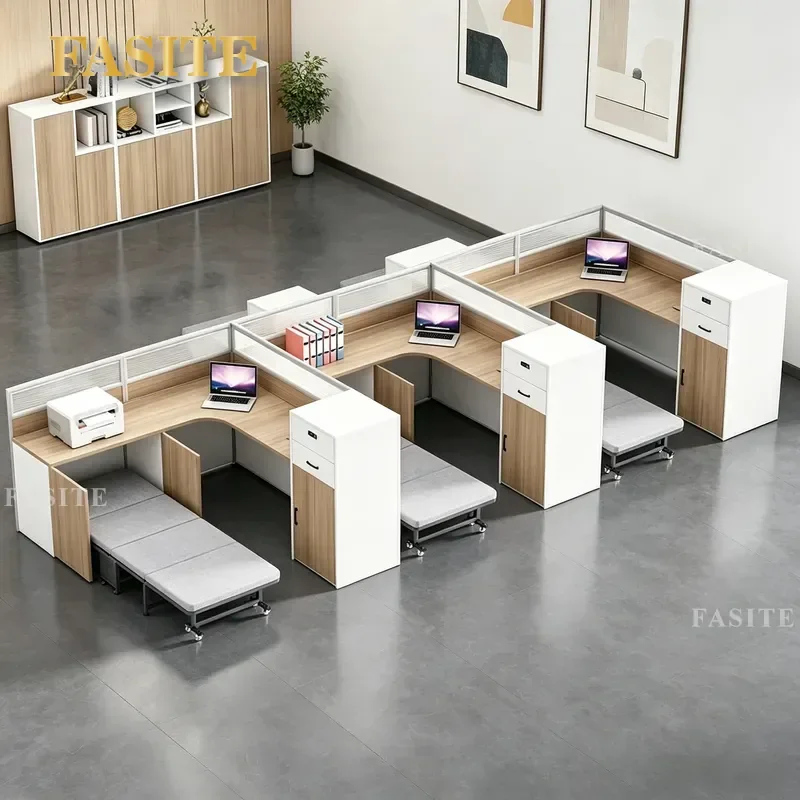 For Modern Office Workstation Screen Partition Desk with Bed Combination Staff Card Space Source Factory Direct Sale