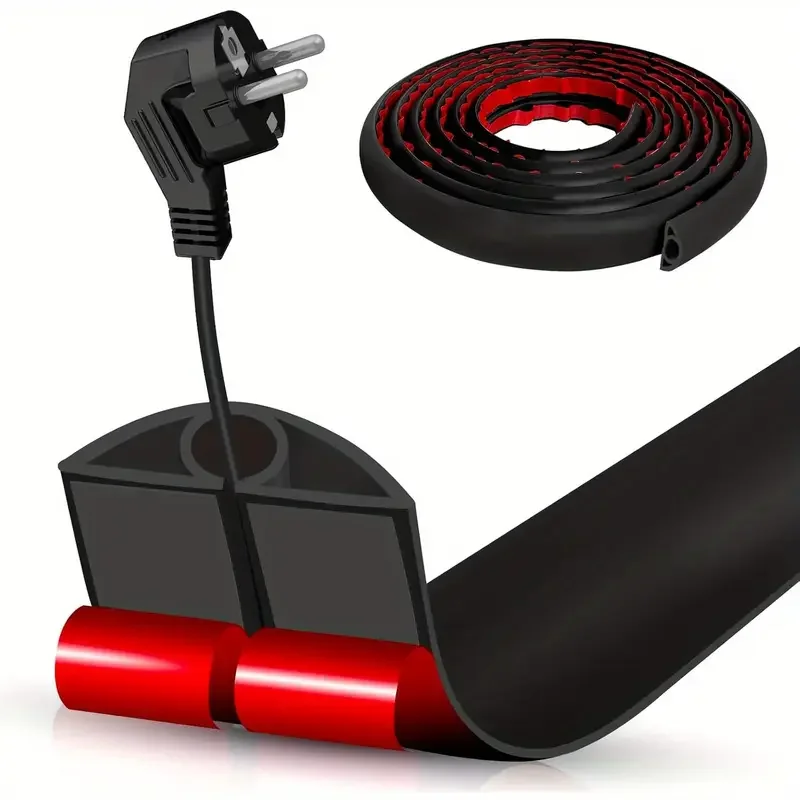 1 Roll of 39.37-Inch Long Floor Wire Protector - Self-Adhesive Cord Cover，Anti-Trip Design for Office and Home Use| Bendable PVC