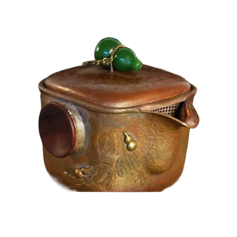 For Hand-held Pot Pure Copper Bubble Pot Hand-forged Copper Square Pure Bubble Teapot Retro Teapot