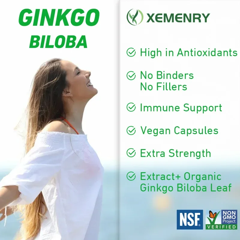 Ginkgo Biloba Capsules - Brain Health, Help Keeps Alert and Sharp, Improving Concentration & Memory